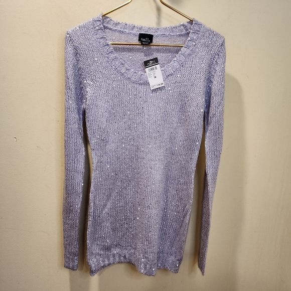 Rue21 Purple Sequins Women's Crew Neck Sweater by Pink Rose Size M NWT - Picture 1 of 9